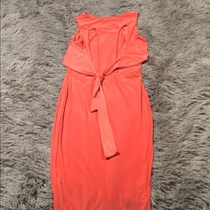 Open back coral dress